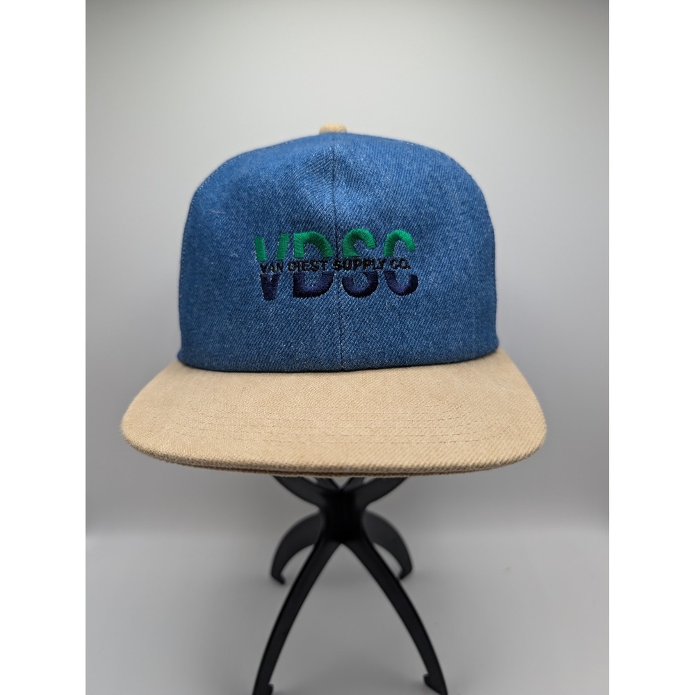 Vintage K-Products VDSC Van Diest Supply Co Denim Snapback Hat Made in USA Blue